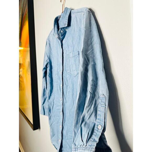 THAKOON Light Blue Wash Denim Button Up Front Mini Oversized Shirt Dress Size 4 - Picture 7 of 8
